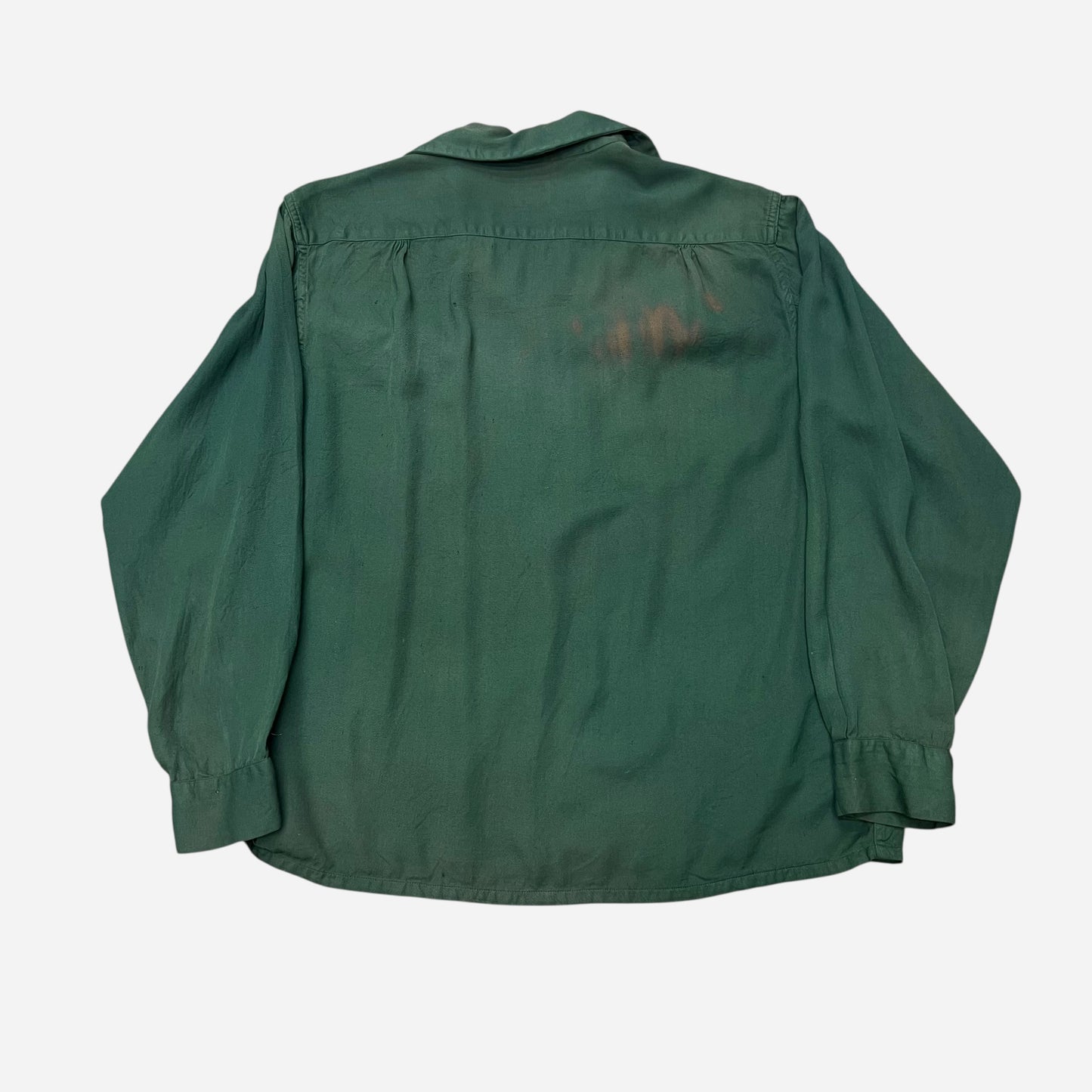 1950s Green fotl rayon loop collar shirt (M/L)