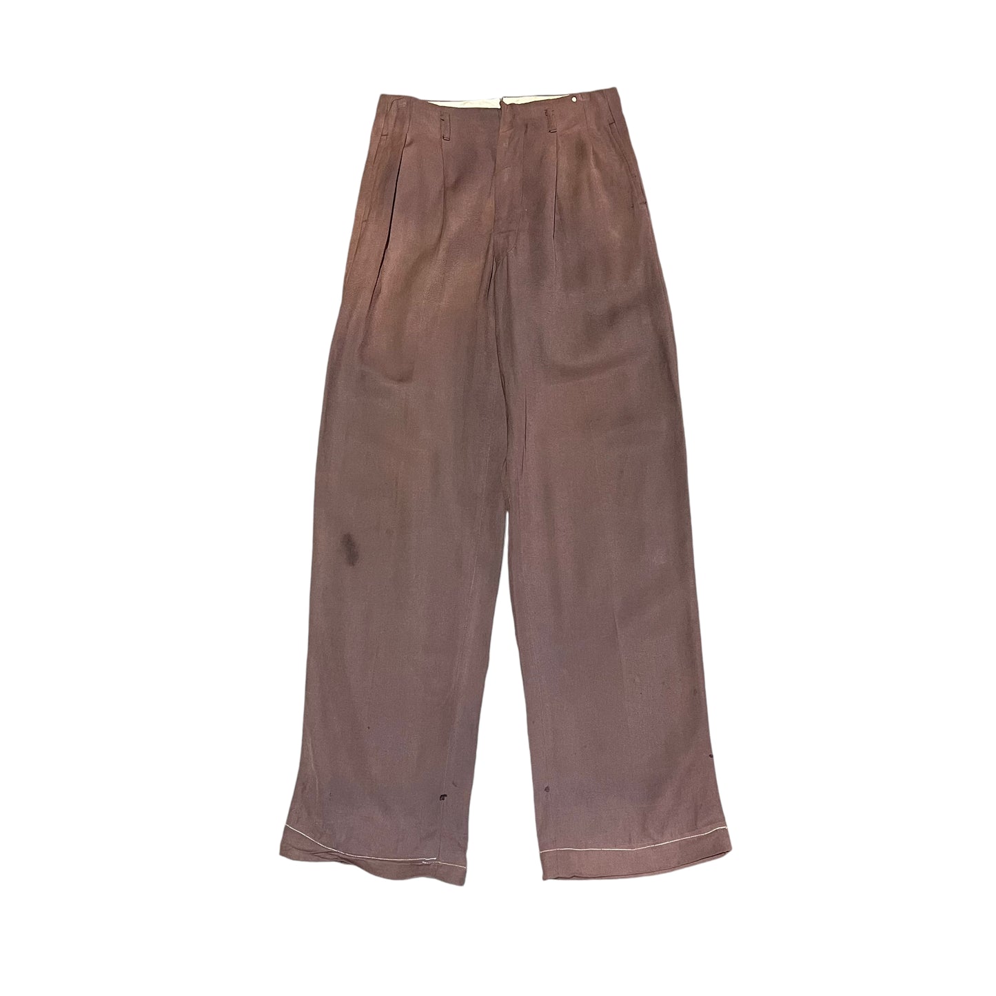 1950s Fruit of the loom brown gabardine pleated pants trousers (27w)