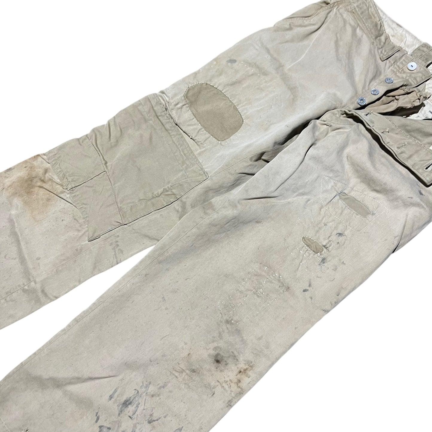 1940s WWII US Army zinc button repaired khaki chino pants (31w)