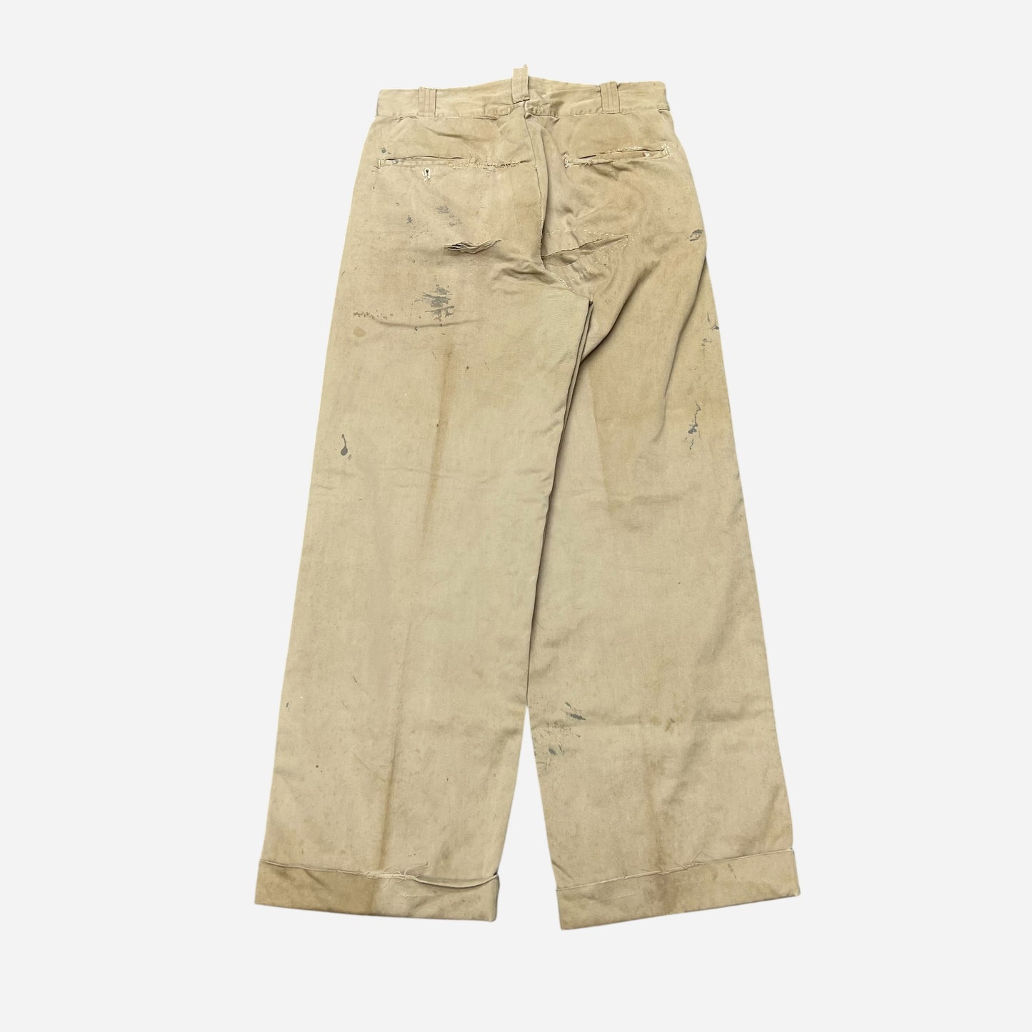 1940s Double button wide leg khaki chino pants (30w)