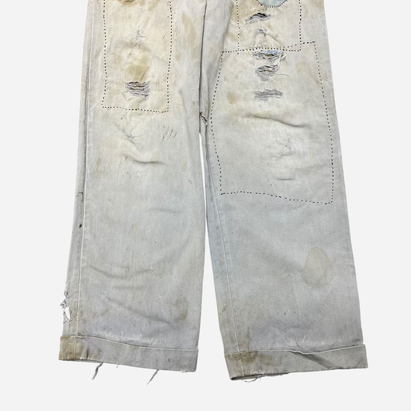 1950s Gray sail cloth repaired chino pants (30w)