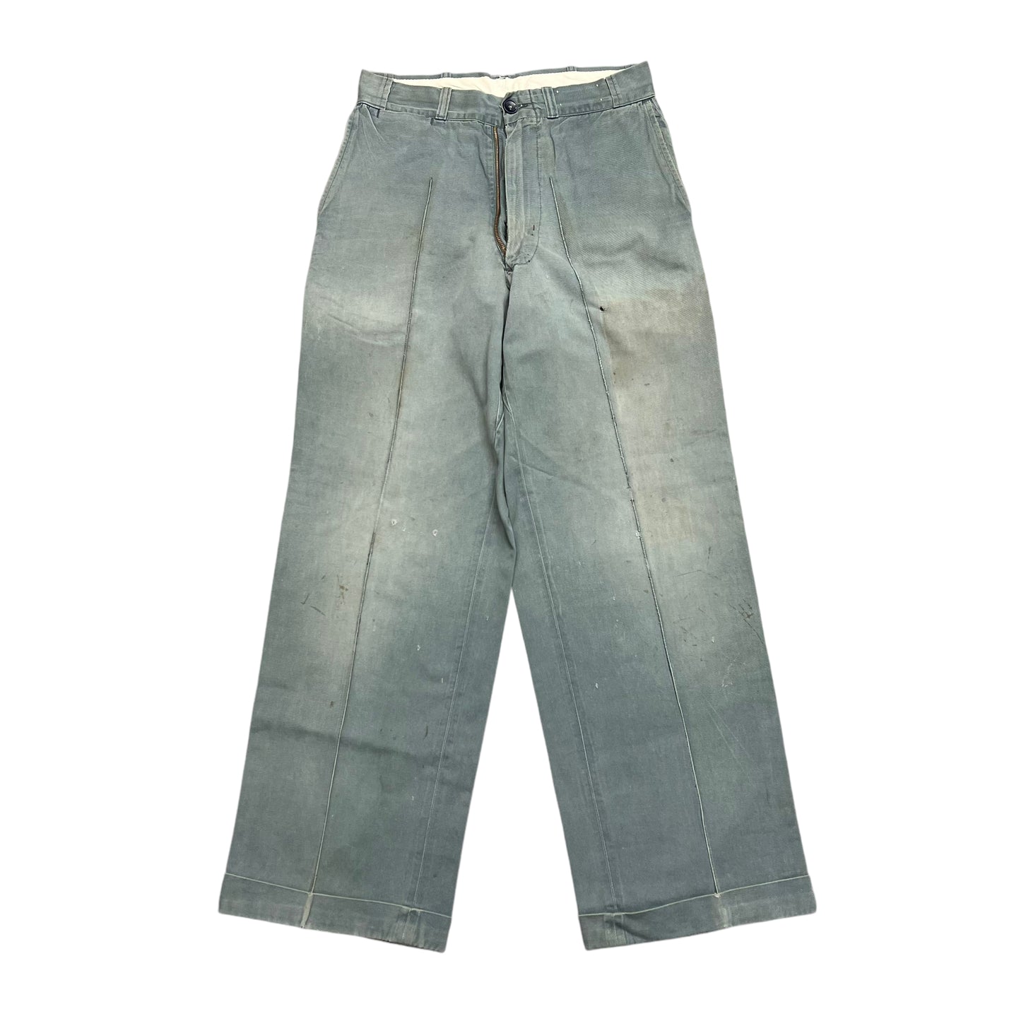 1950s Green sail cloth chino work pants (29w)