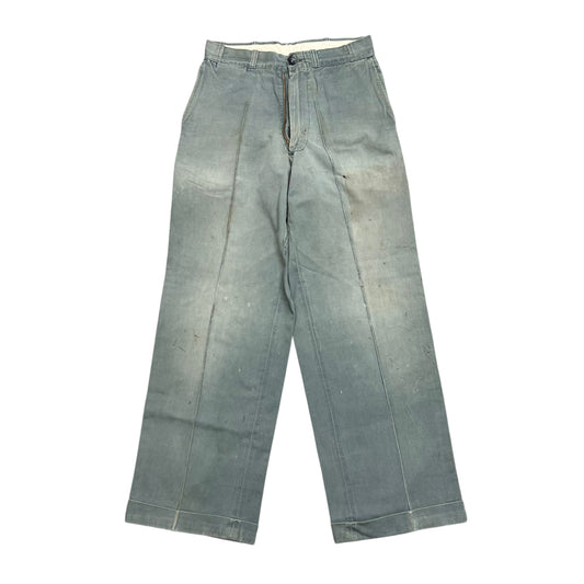 1950s Green sail cloth chino work pants (29w)