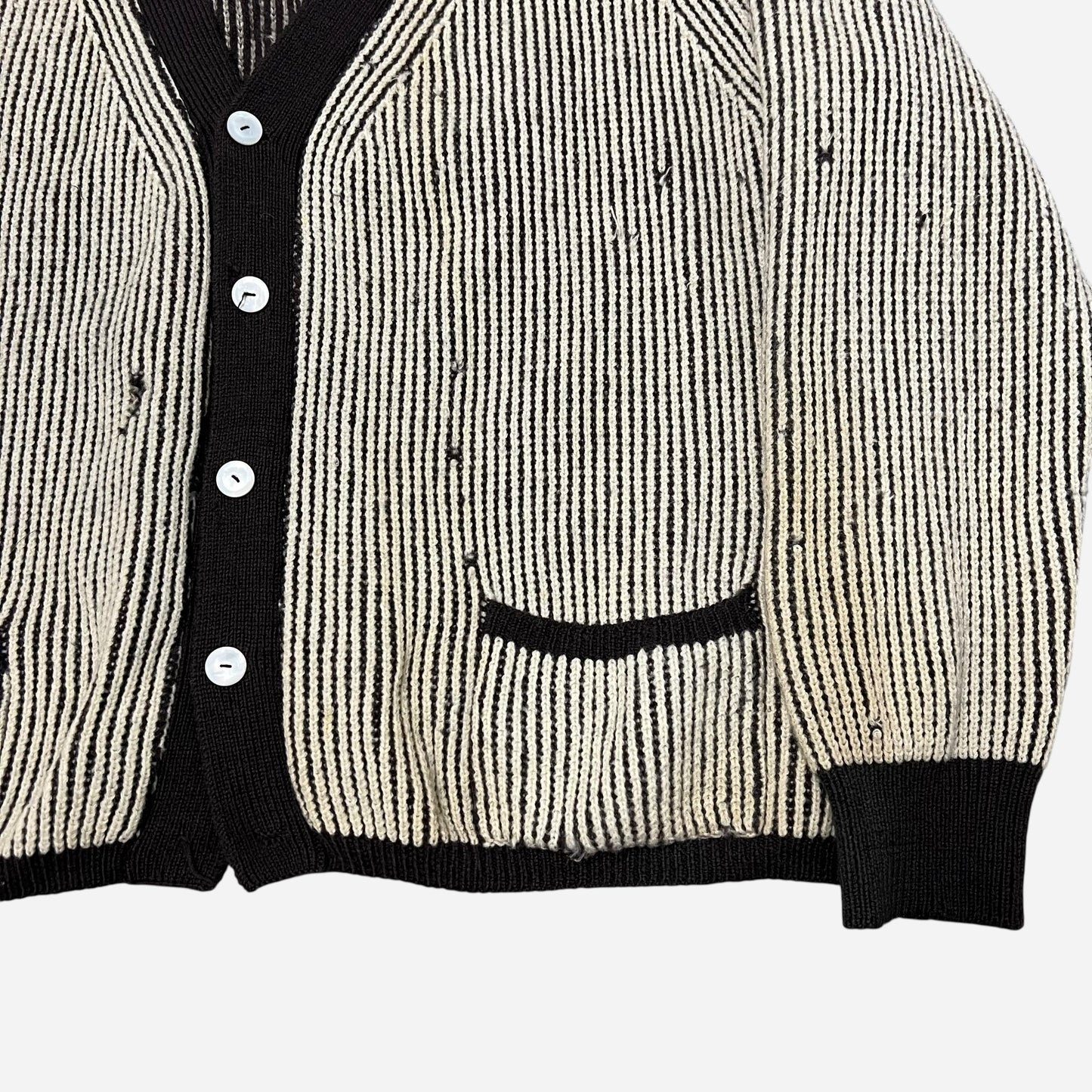 1940s Brown/cream ribbed soft wool cardigan (L/XL)