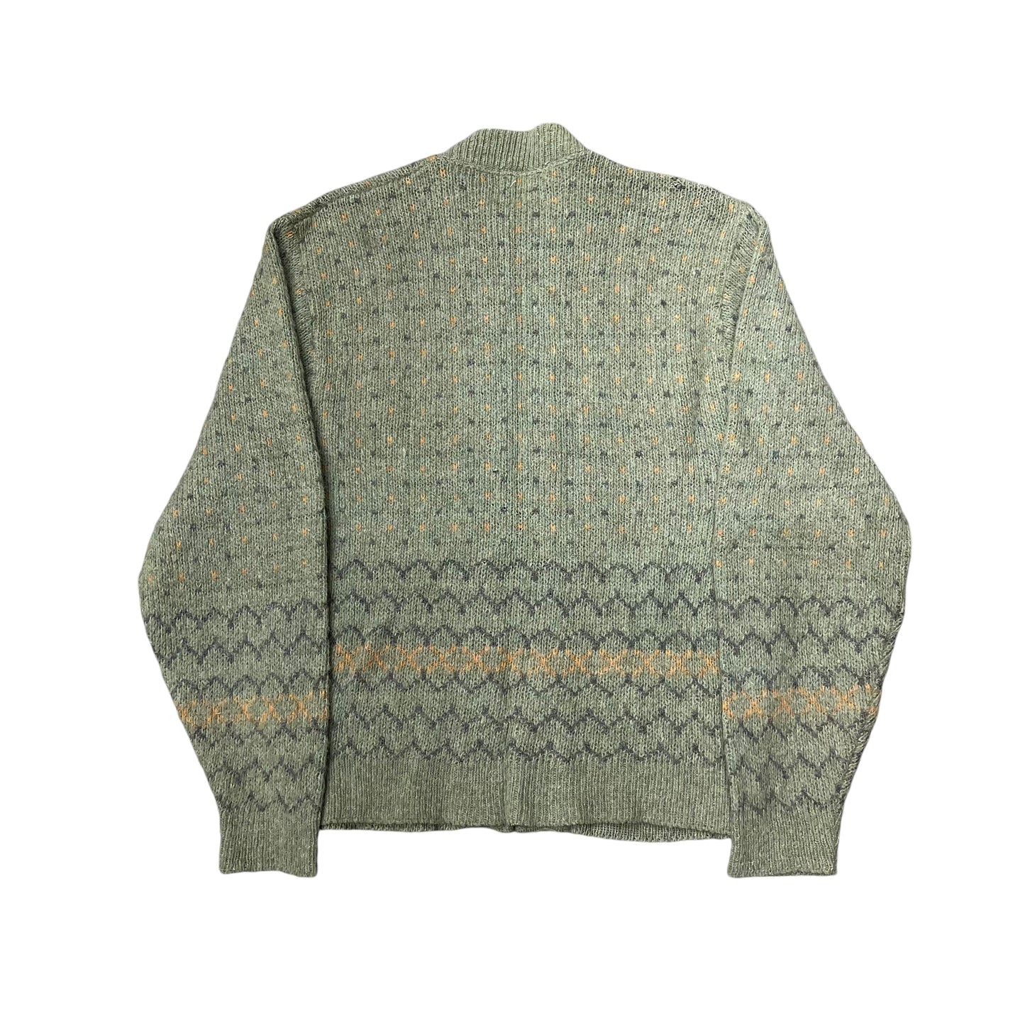 1960s Sears lambs wool & mohair green zip up cardigan (M/L)