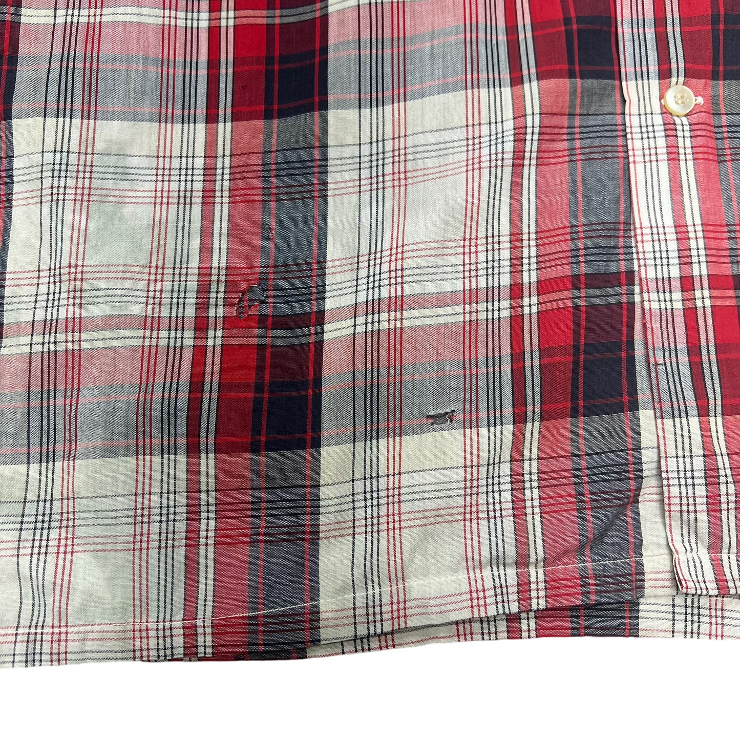 1950s Dee Cee red plaid cotton loop collar shirt (L)