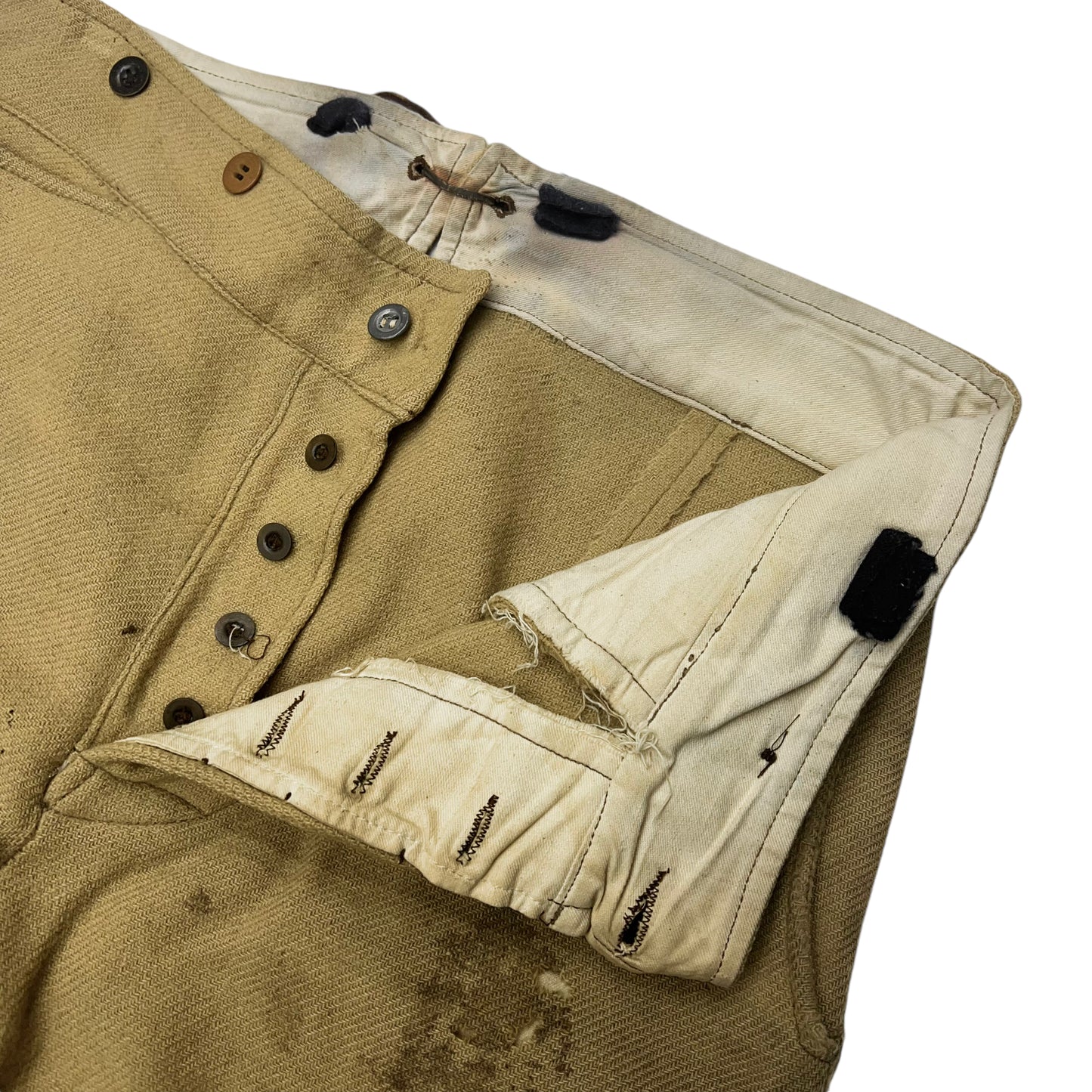 1890s-1920s Civil War theatrical costume pants patched wool (35w)