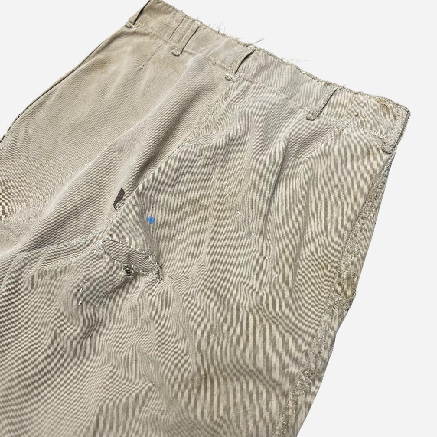 1940S WWII US Army repaired khaki chino pants (28w)