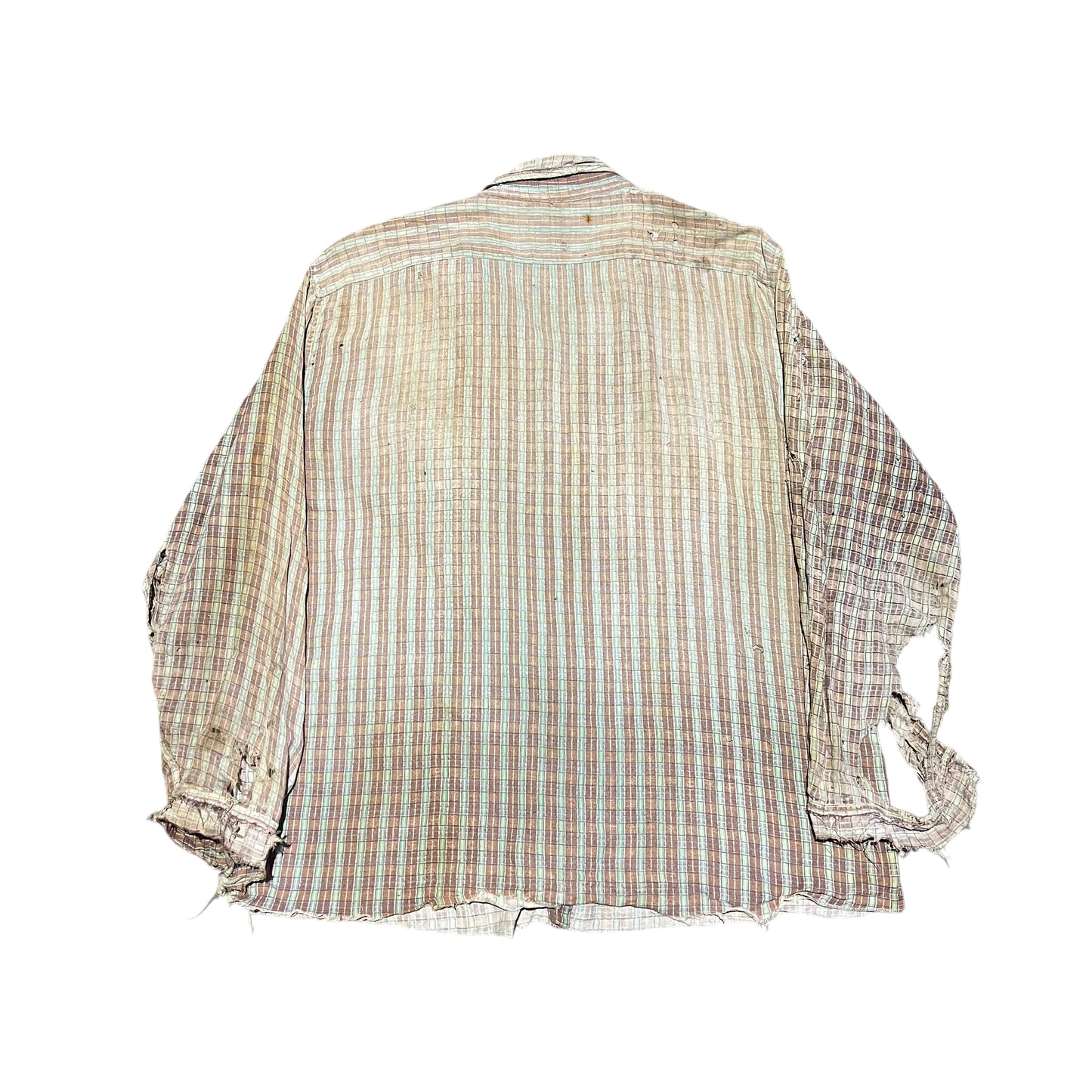 1940s Distressed cotton pattern shirt flannel (M/L)