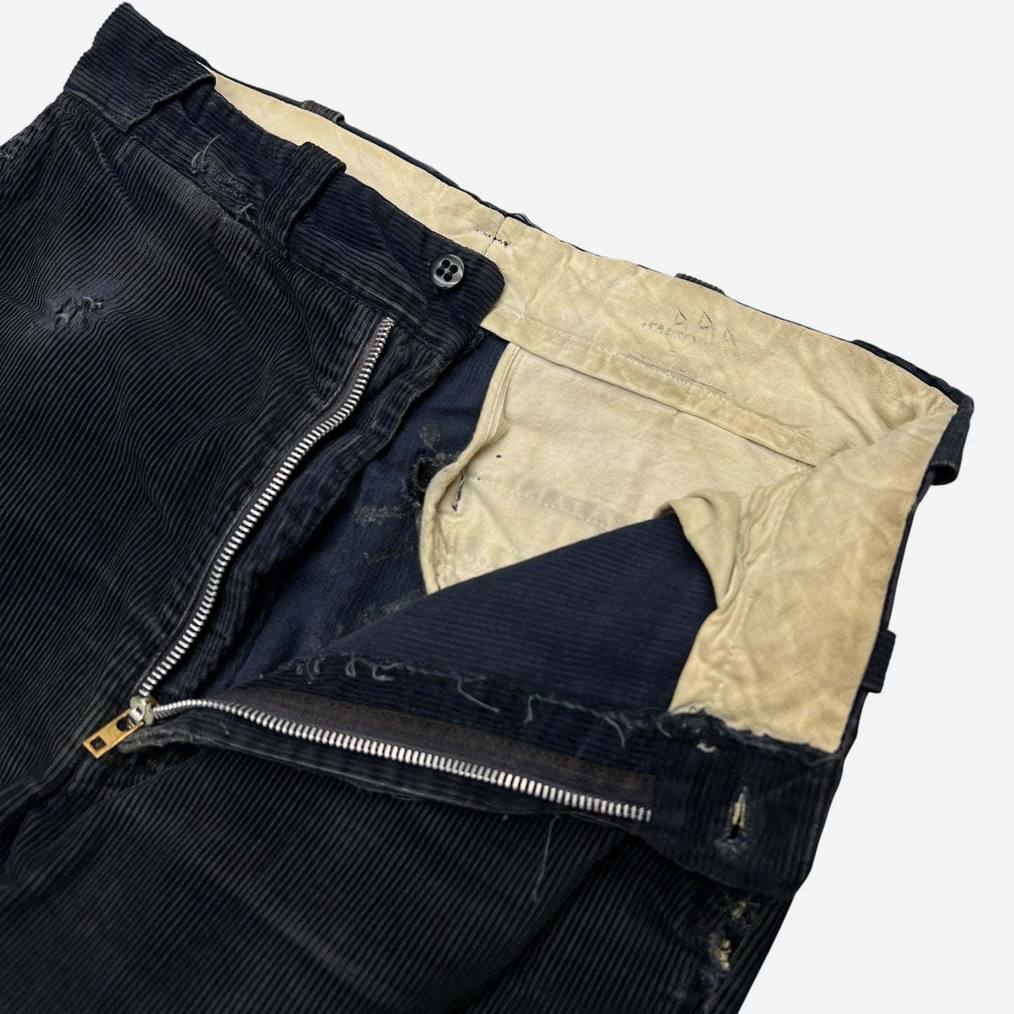 1950s Black corduroy sail cloth pants (29w)
