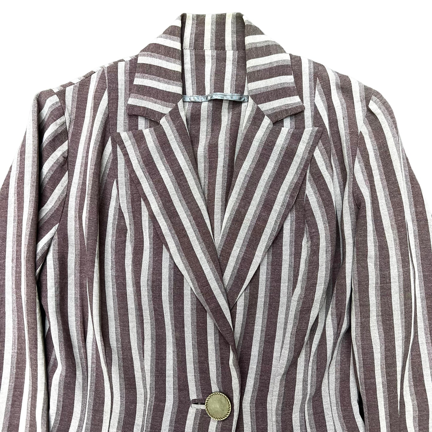 1920s 1930s Women’s brown striped rayon/linen blazer jacket (M)