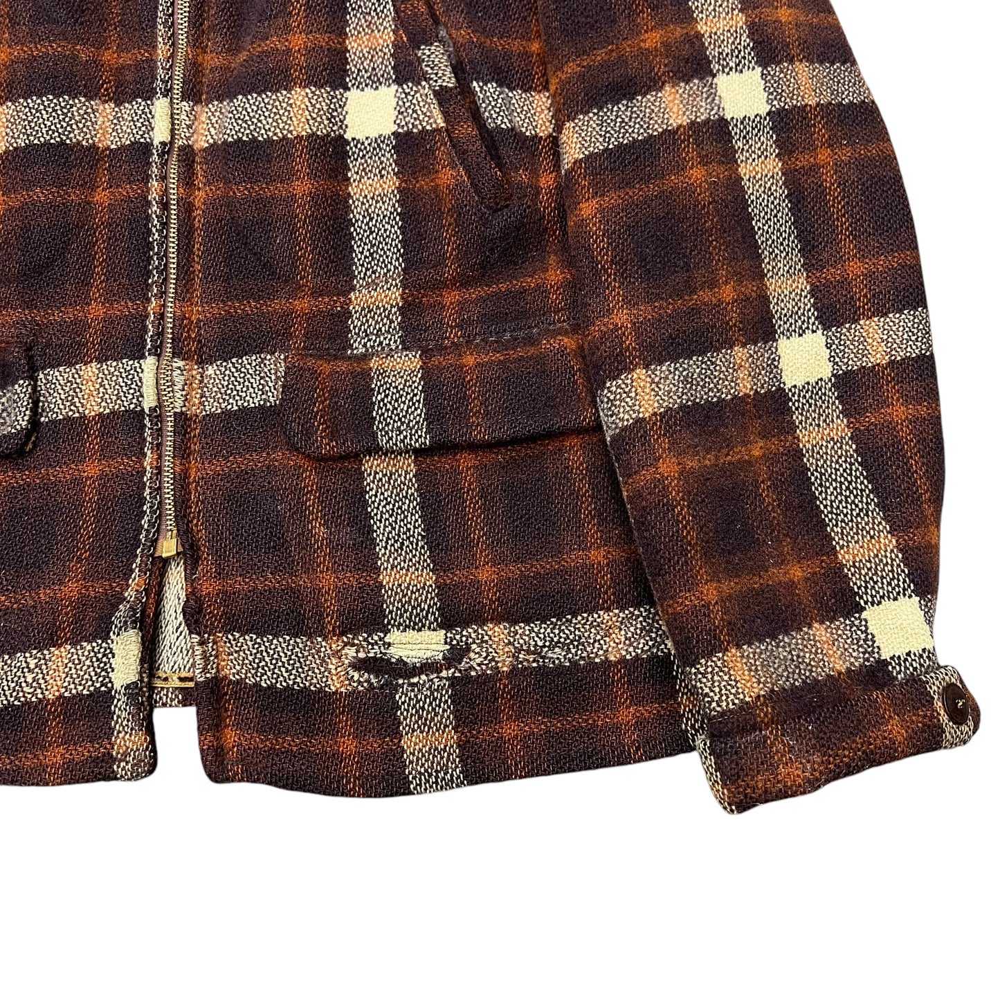 1930s Hercules plaid wool zip up jacket belt back coat (L/XL)