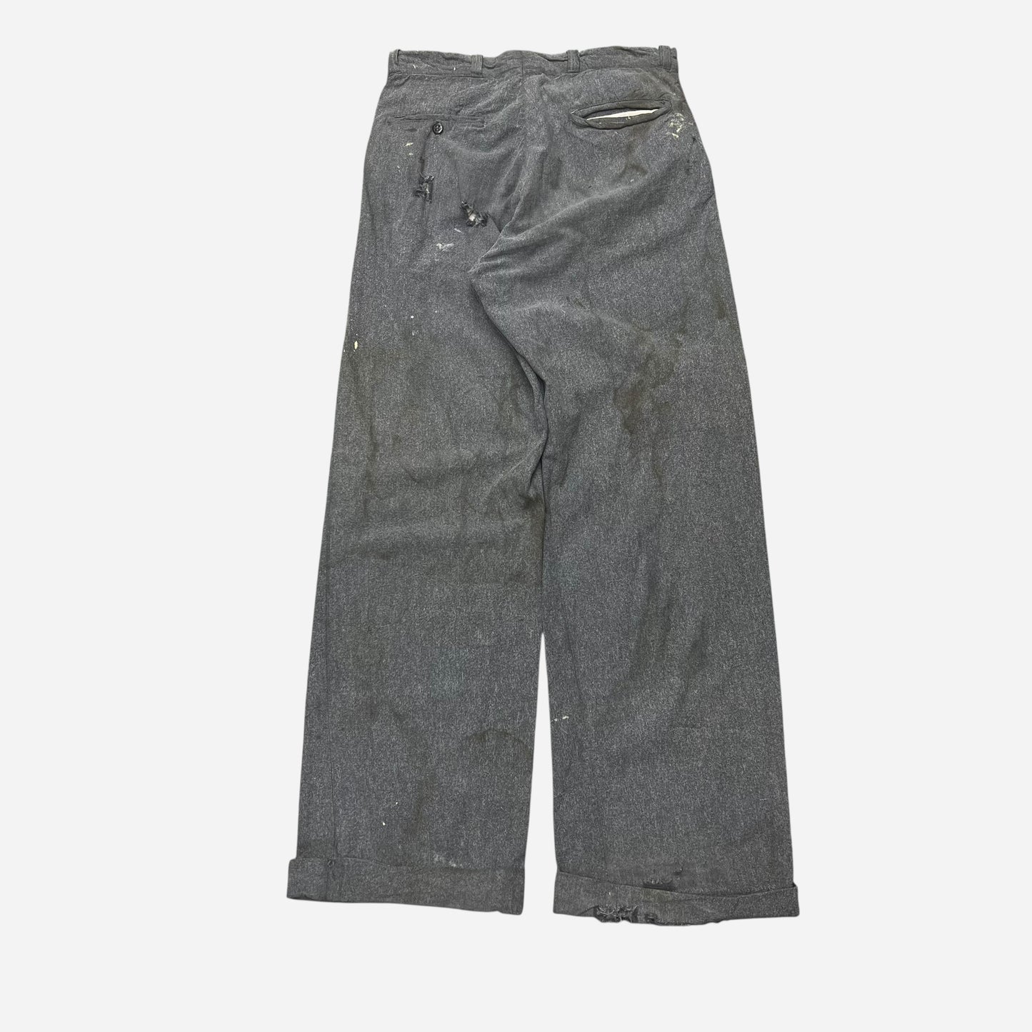 1940s Salt & pepper cotton chambray pants (30w)