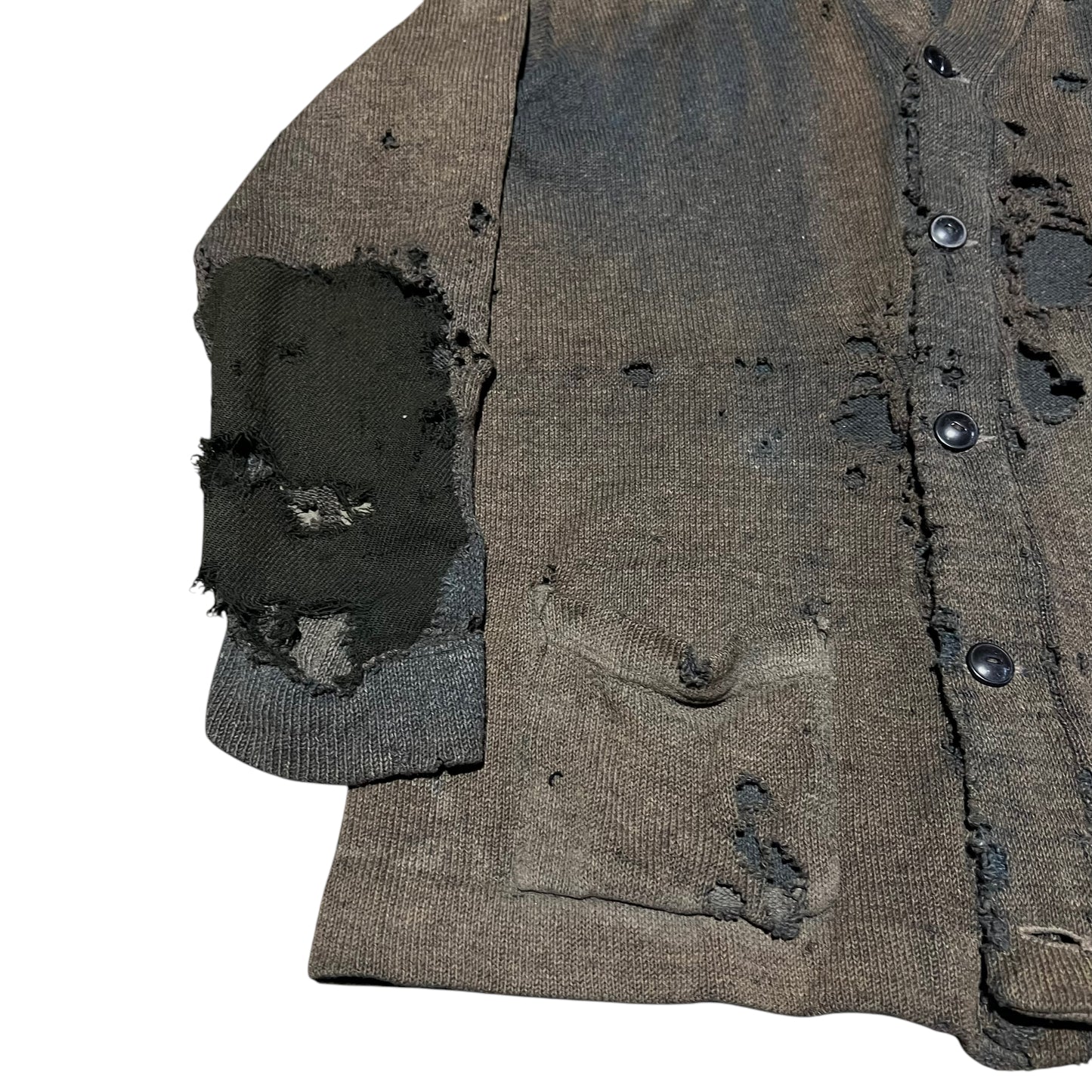 1920s Distressed blue faded wool cardigan (M)