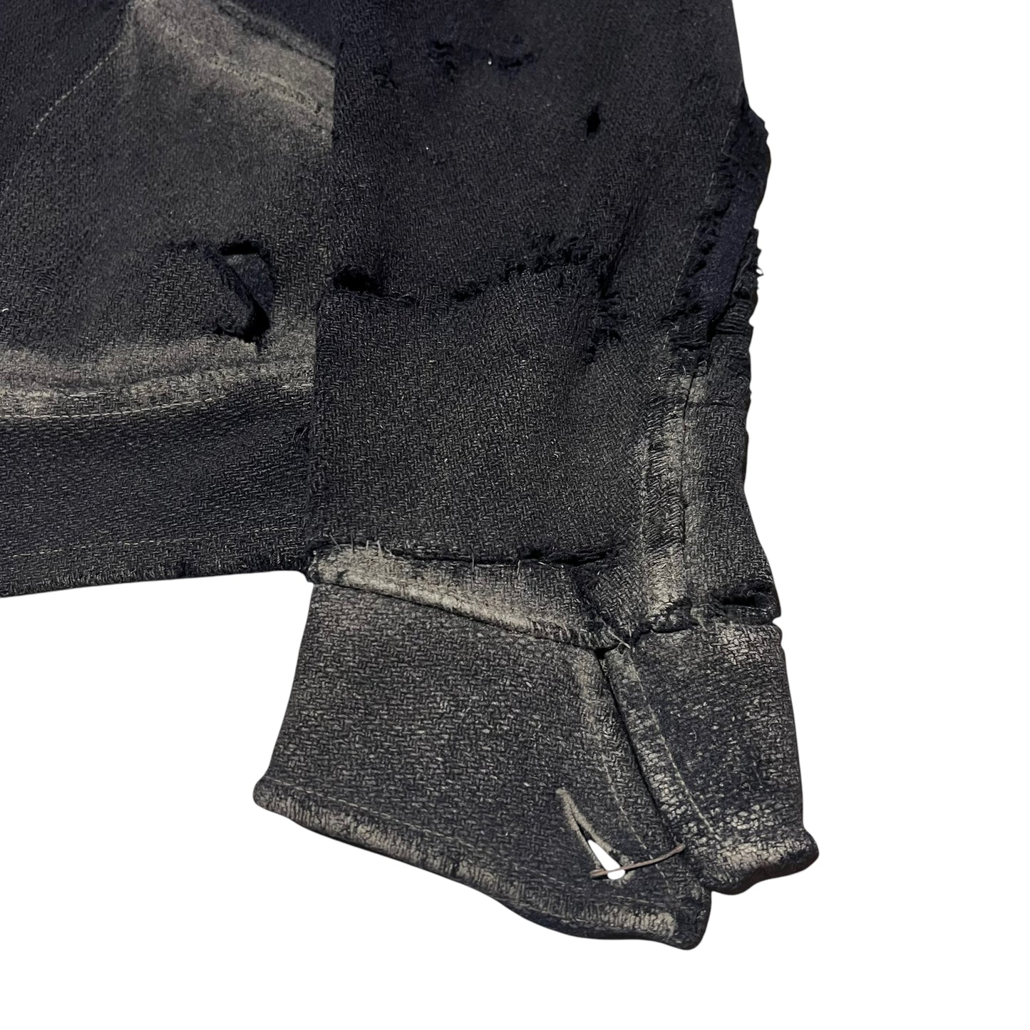 1930s Distressed navy wool talon grommet zip jacket (S)