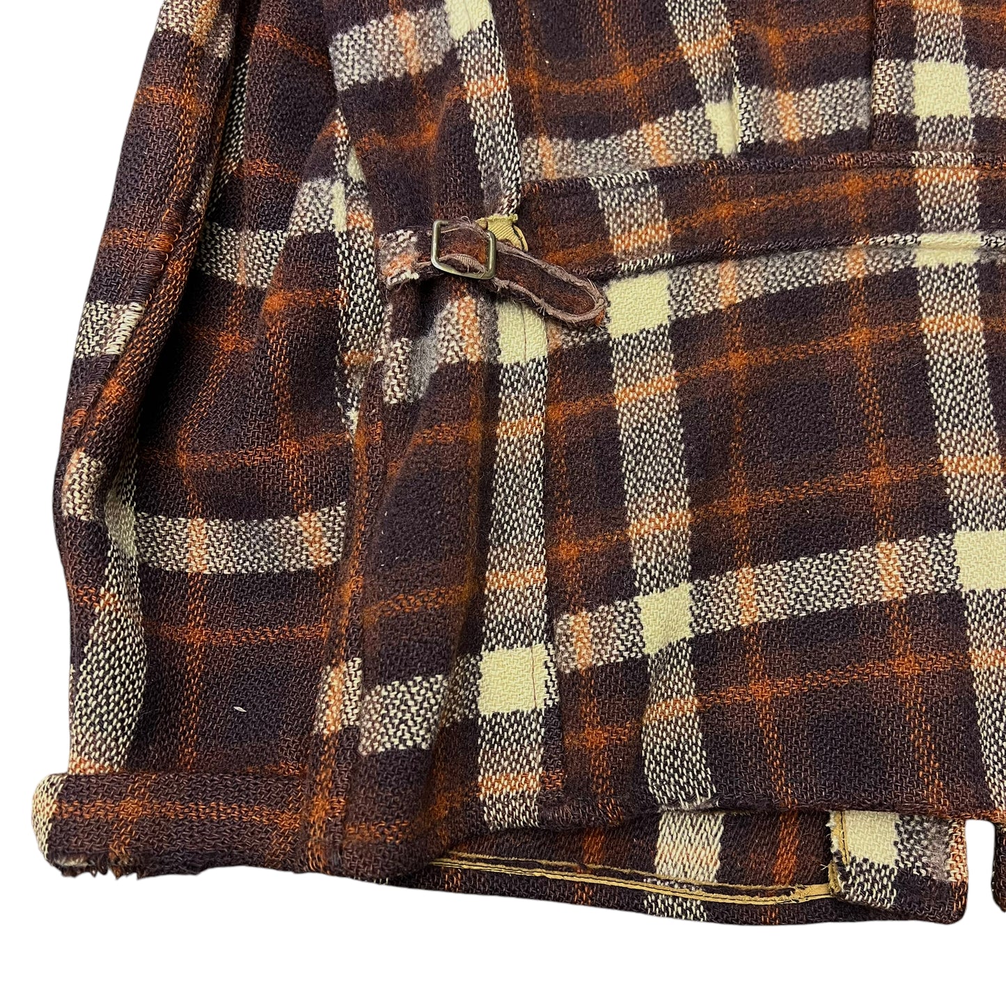 1930s Hercules plaid wool zip up jacket belt back coat (L/XL)