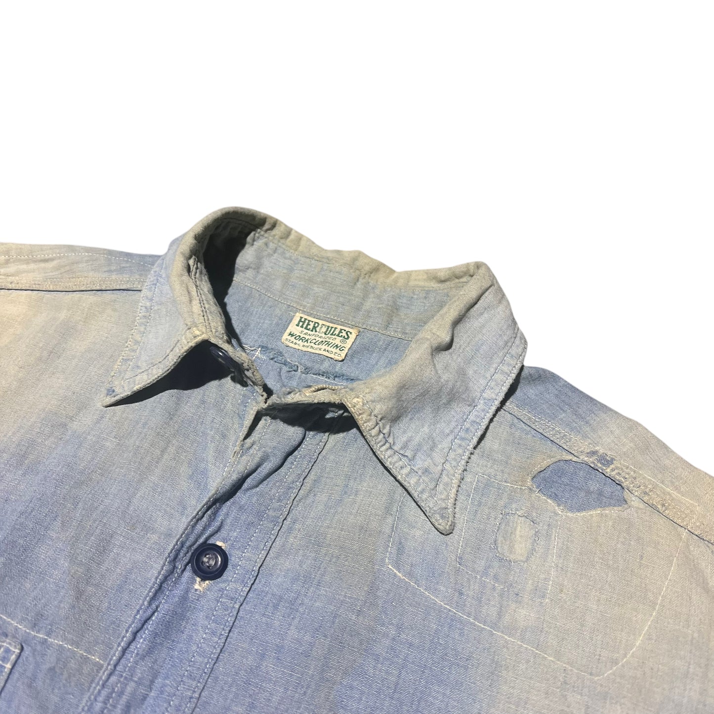 1940s 1950s Repaired Hercules chambray (M/L)