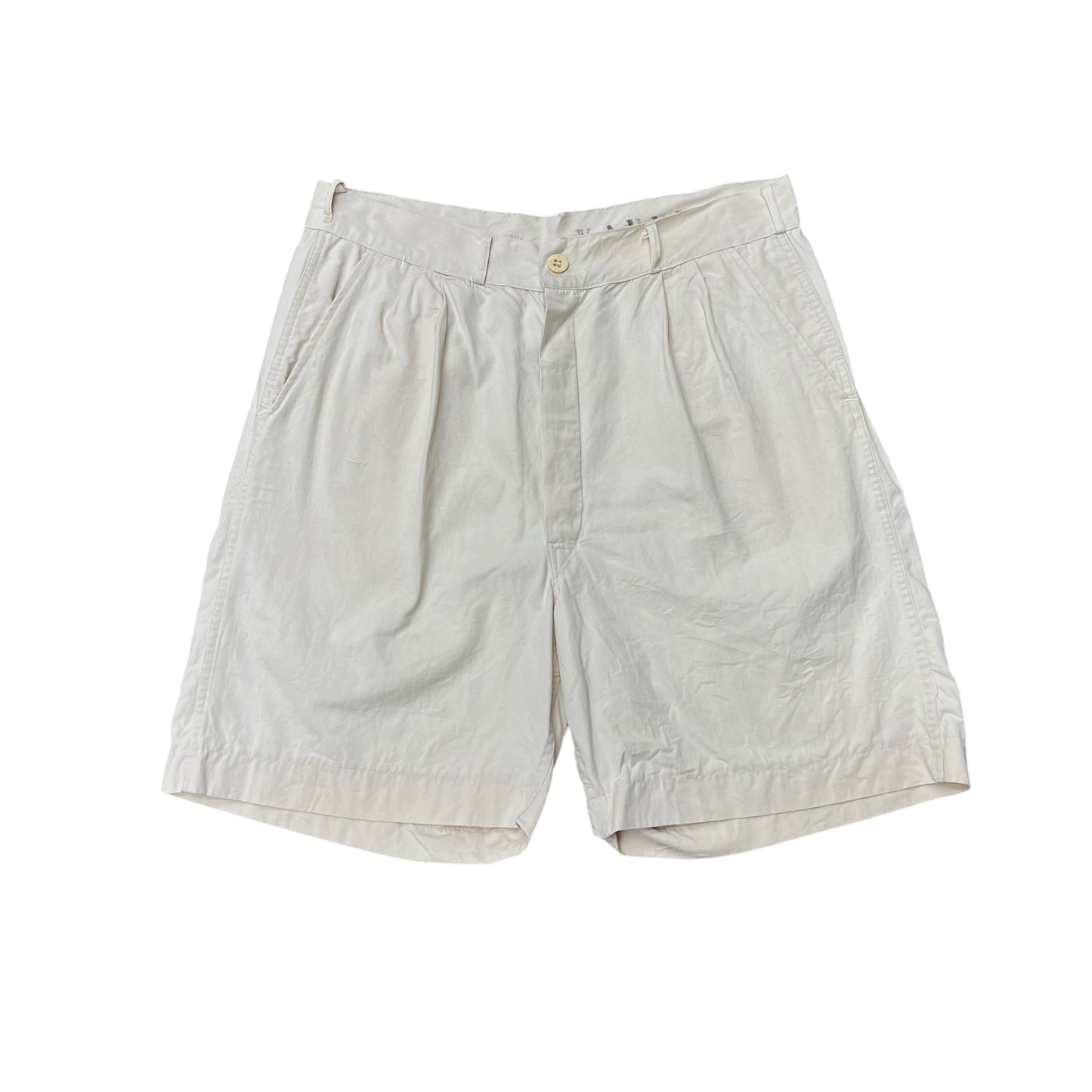 1940s White cotton pleated shorts (32w)
