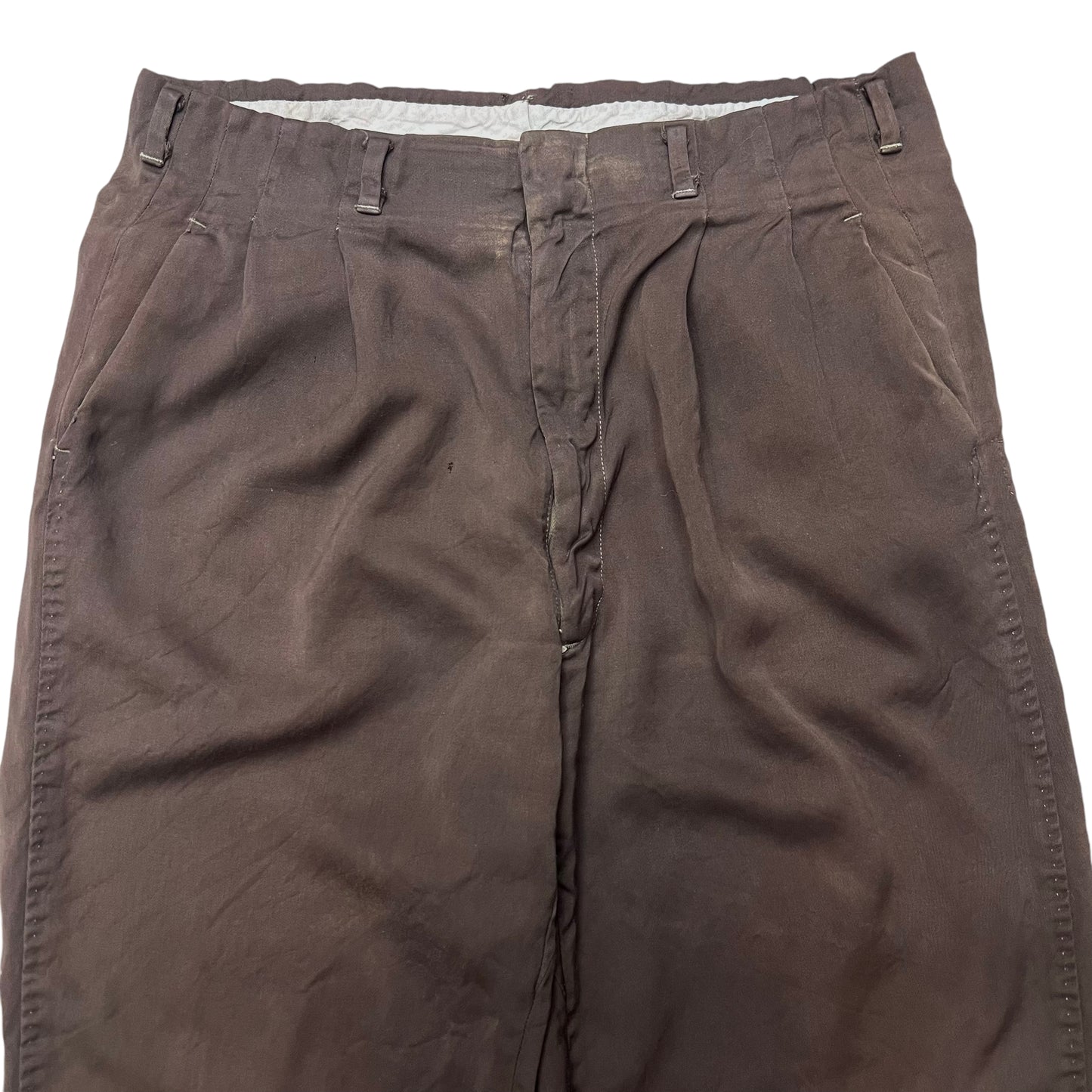 1950s Brown rayon gabardine pleated pants (34w)