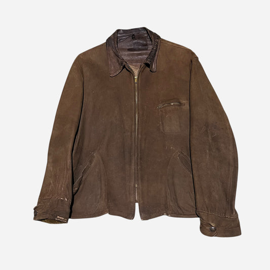 1940s Brown suede belt back western jacket (L)