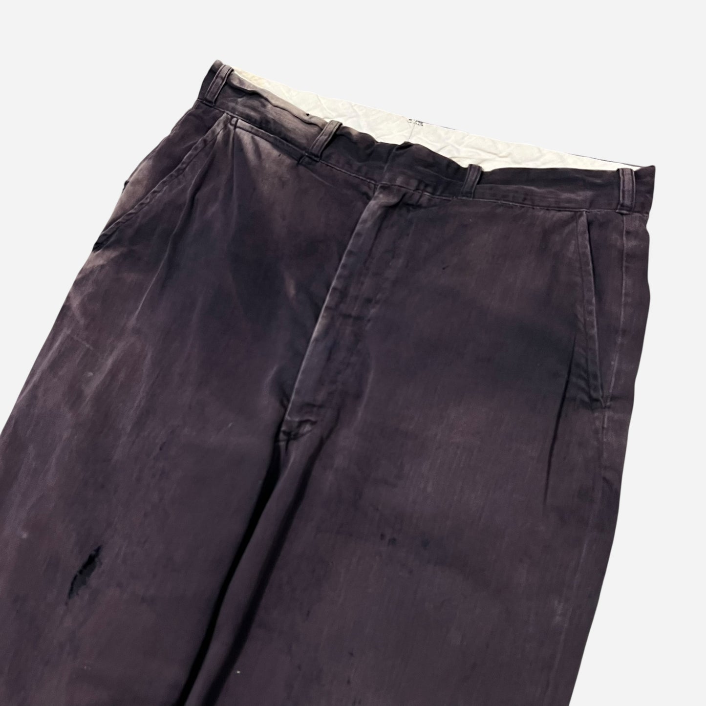 1950s Purple cotton buckle back sun faded pants (28w)