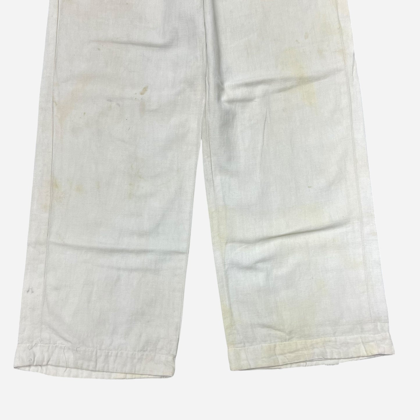 1930s White cotton side clasp work pants (29w)