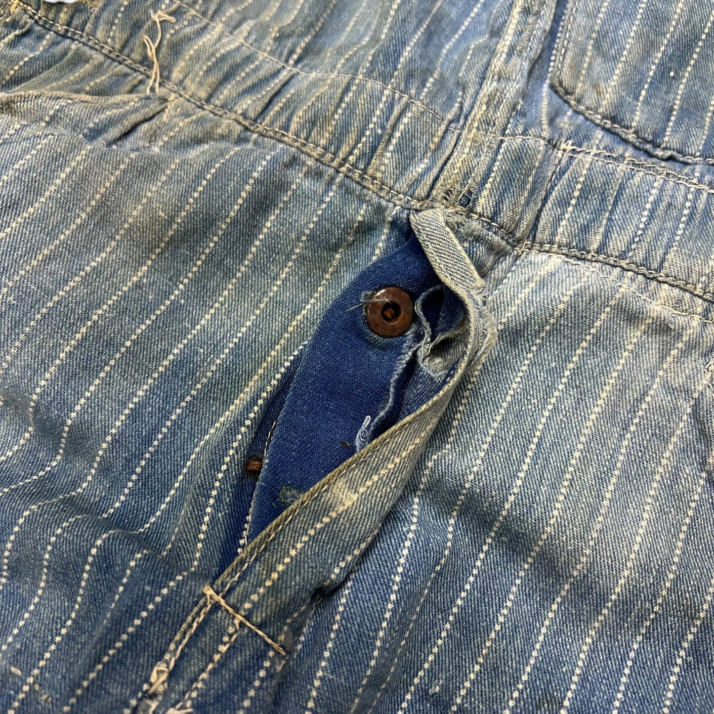 1920s Stifel Wabash Safety Block kids overalls repaired (26w)