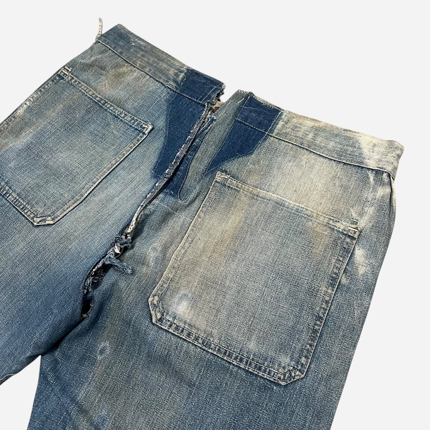 1940s Civilian purchase shipyard worker USN enlisted fatigue pocket lace back flared denim (33w)