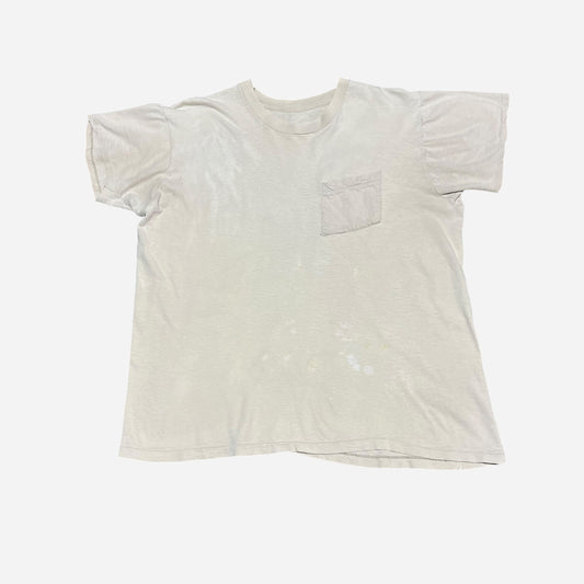 1970s White cotton pocket t shirt (M)