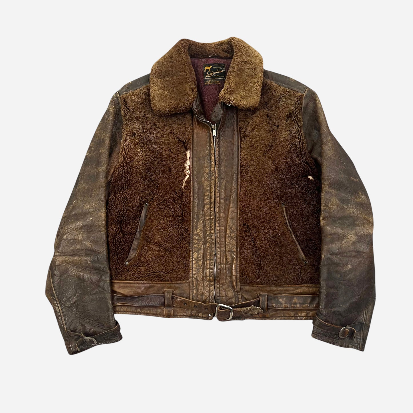 1930s Brown grizzly leather jacket (M)
