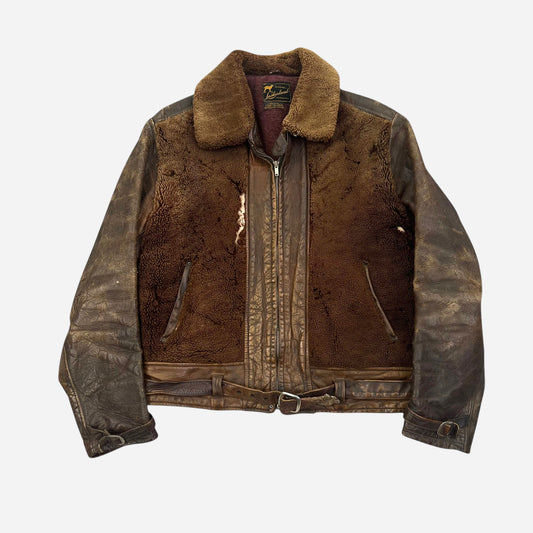 1930s Brown grizzly leather jacket (M)
