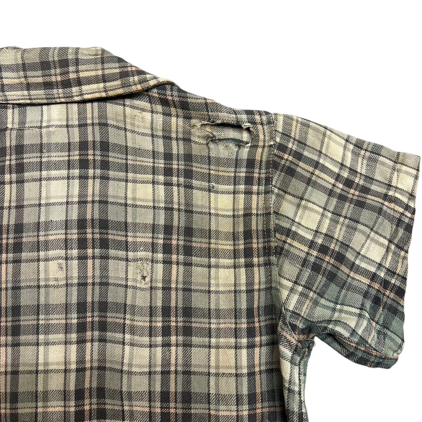 1930s Winter wear green plaid flannel (XS)