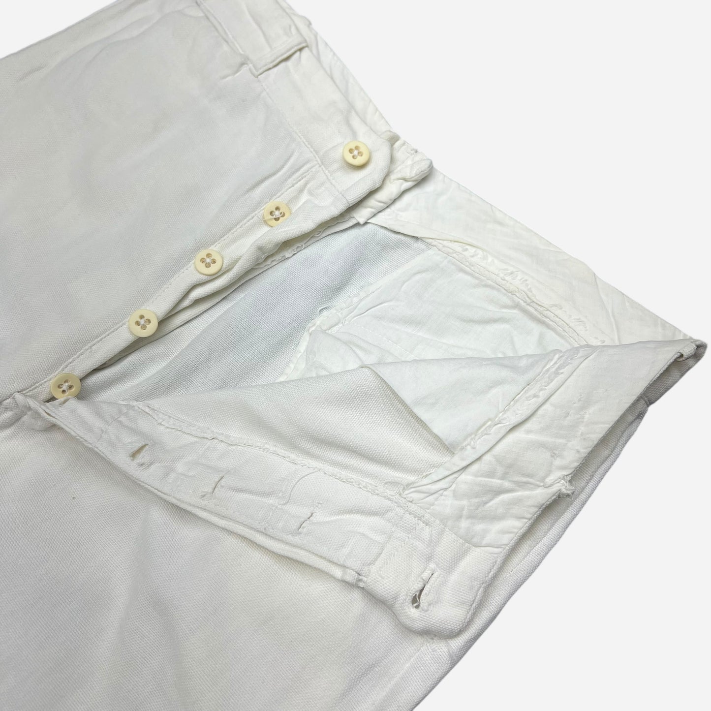 1930s White cotton button fly summer pants (29w)