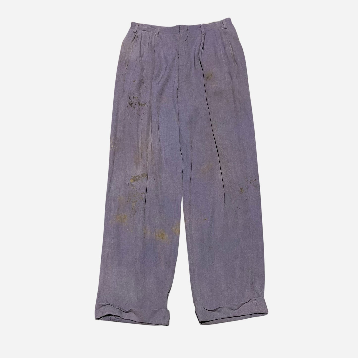 1940s 1950s Purple pleated rayon/cotton pants (32w)