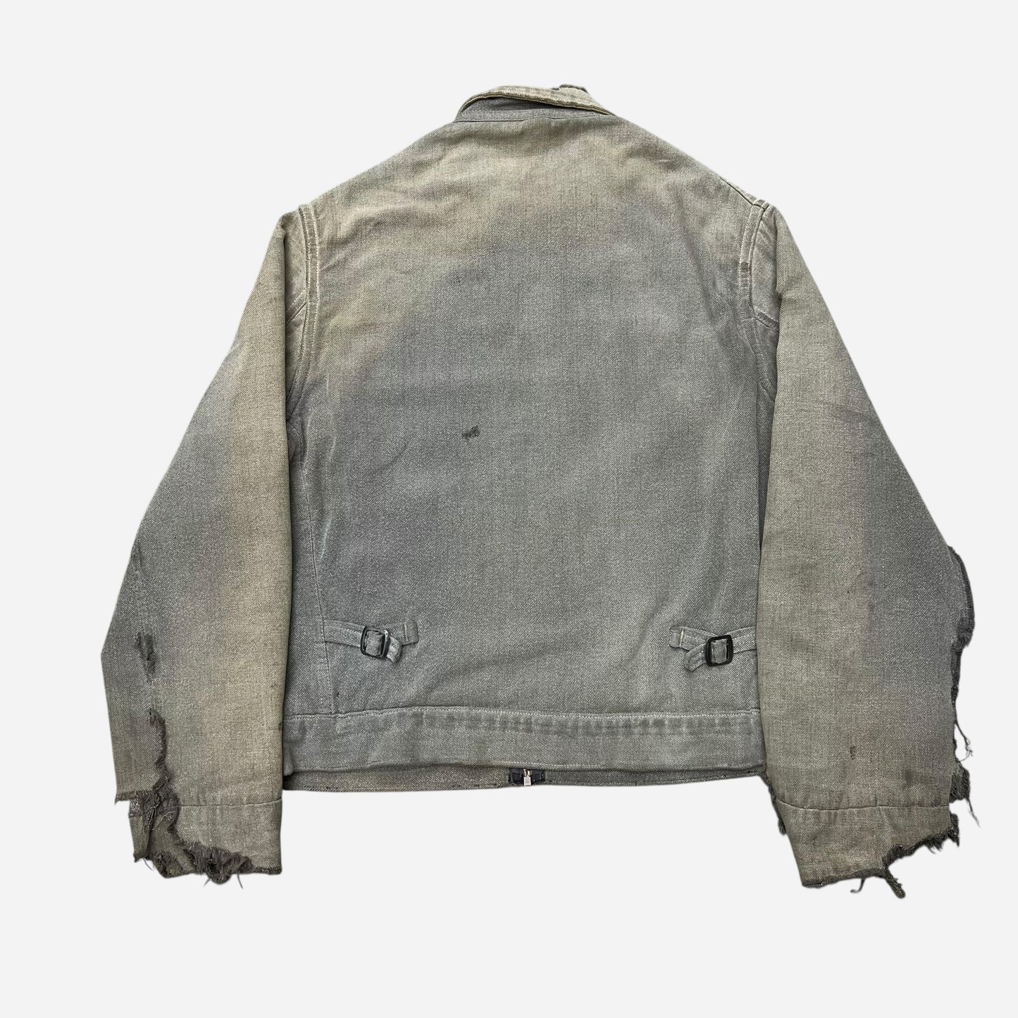 1940s 1950s Cotton salt & pepper distressed work jacket (L/XL)