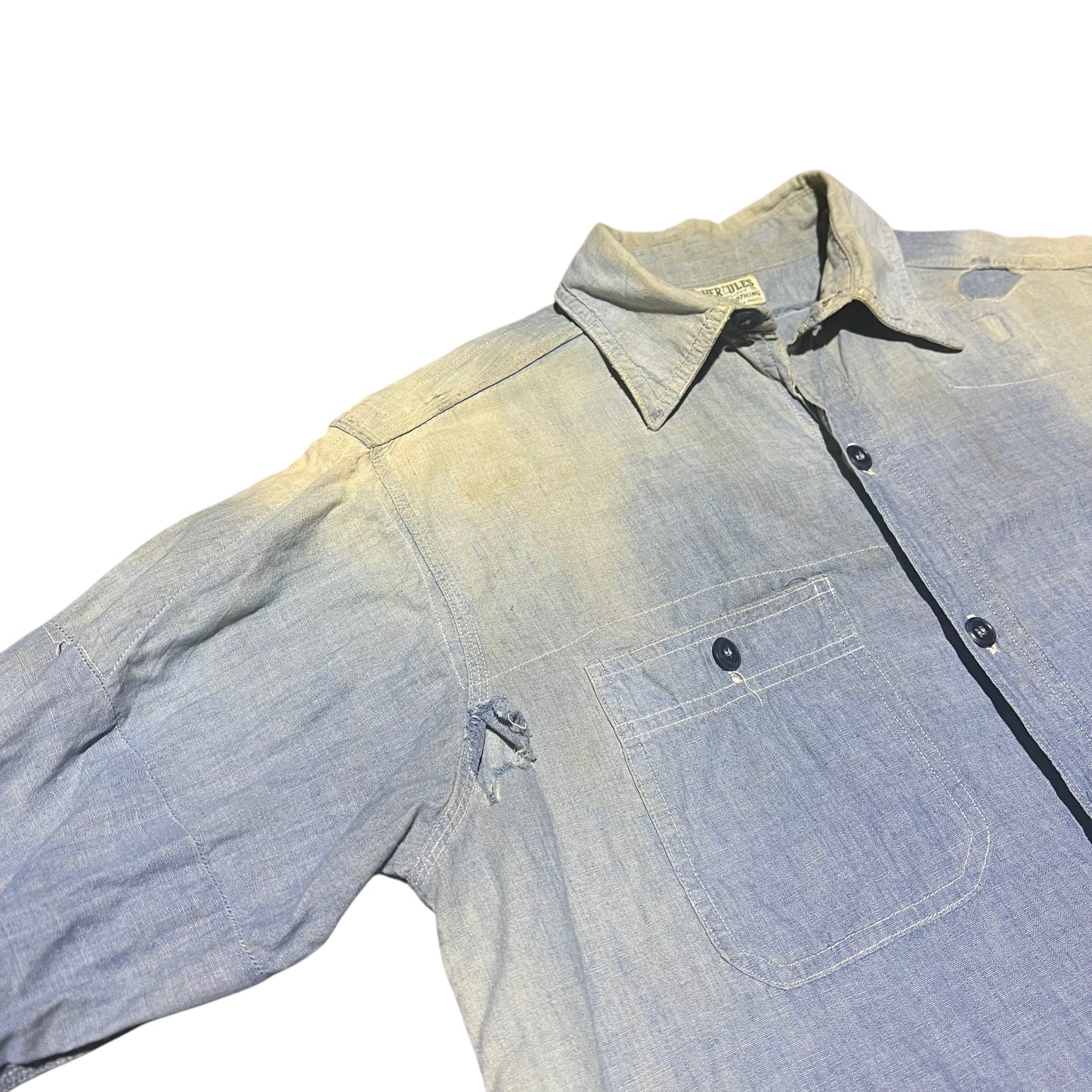 1940s 1950s Repaired Hercules chambray (M/L)