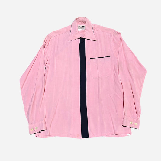 1950s NOS Marlboro pink rayon loop collar shirt (S/M)