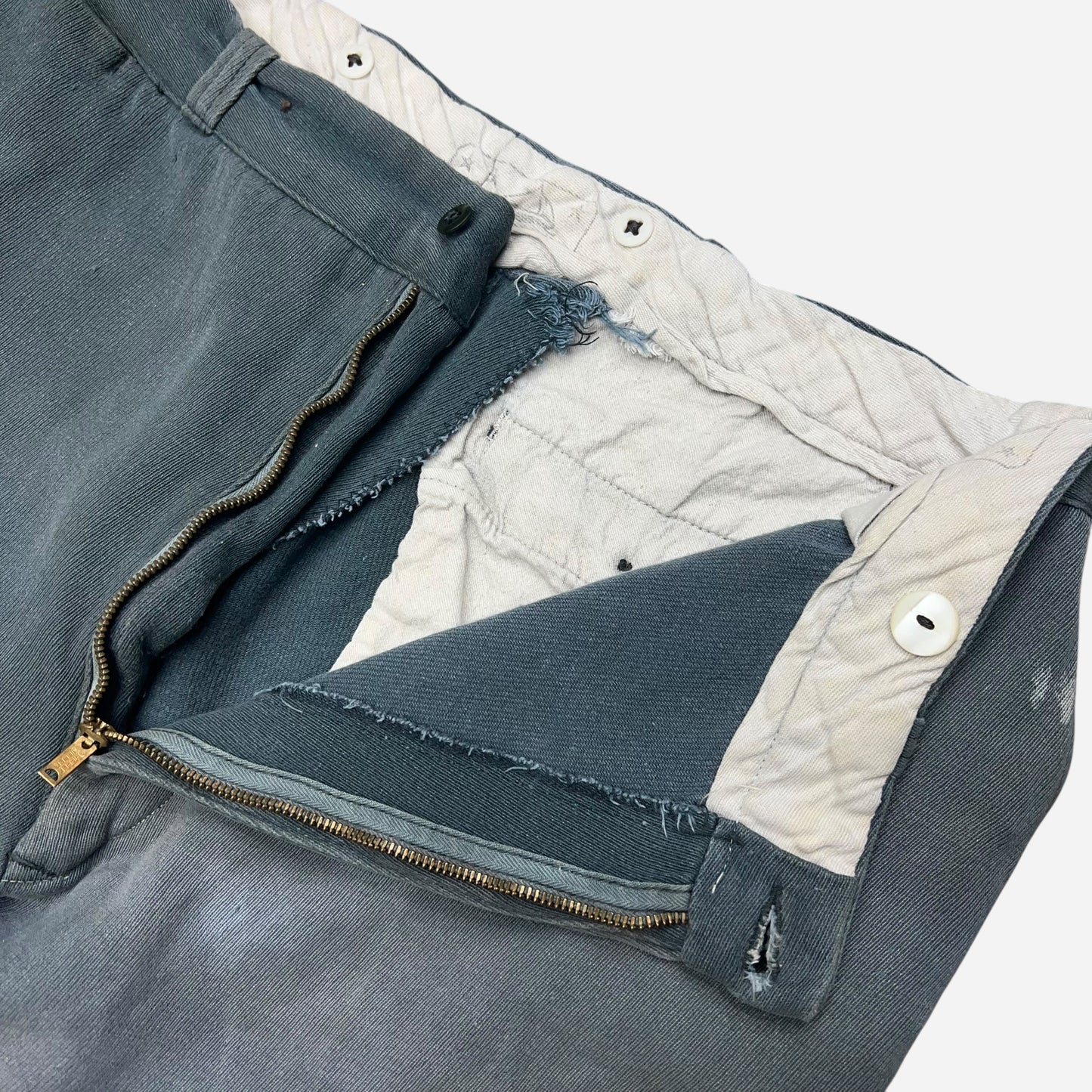 1950s Sail cloth green two fabric whipcord work pants (35w)