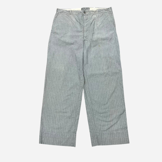 1940s Gray striped cotton button fly pants (36w)