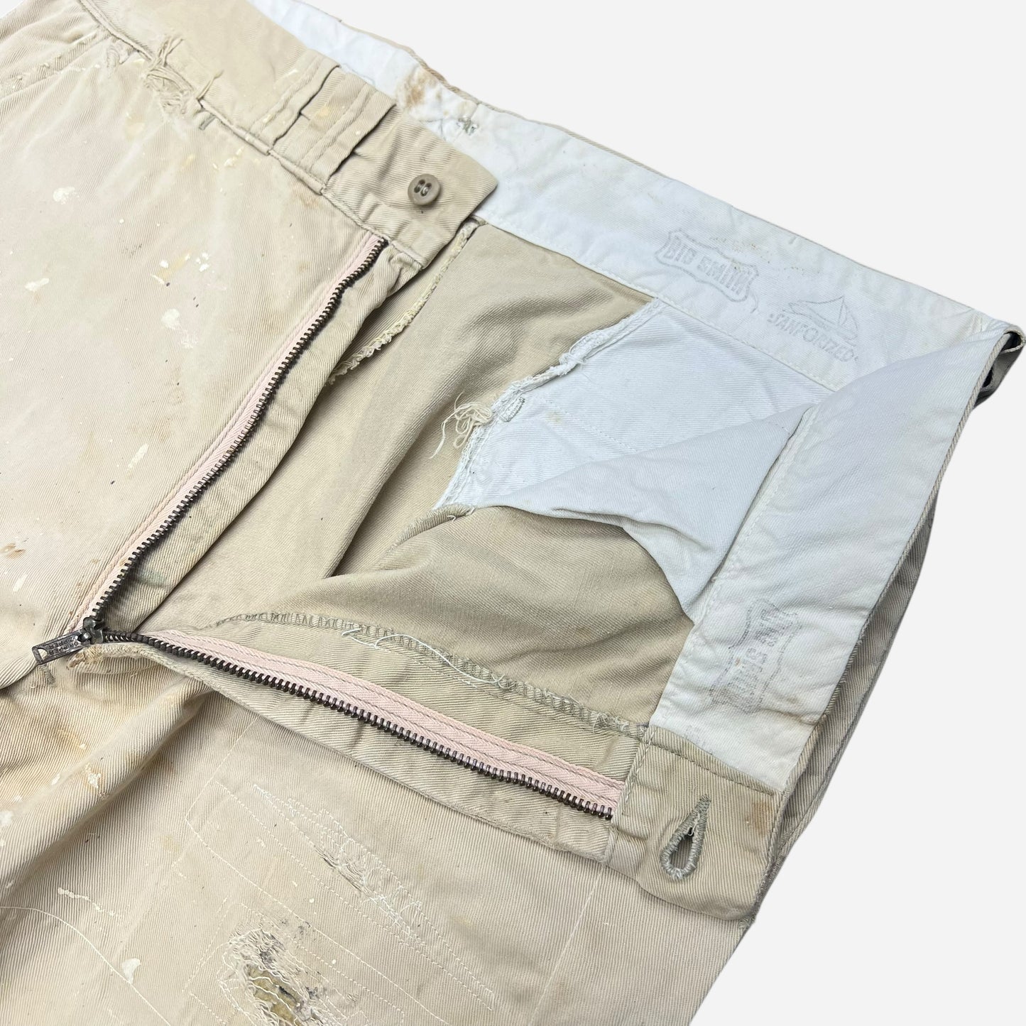1950s Big Smith sail cloth khaki work chino repaired painter pants (36w)