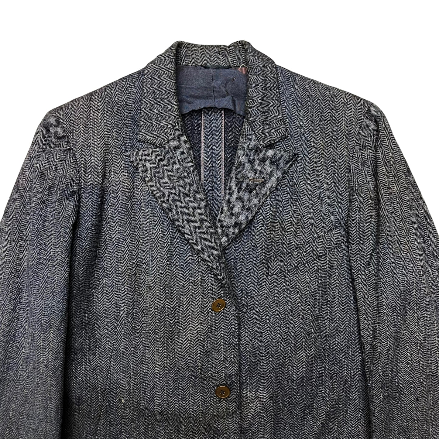 1920s Faded distressed grey herringbone work suit jacket (M/L)