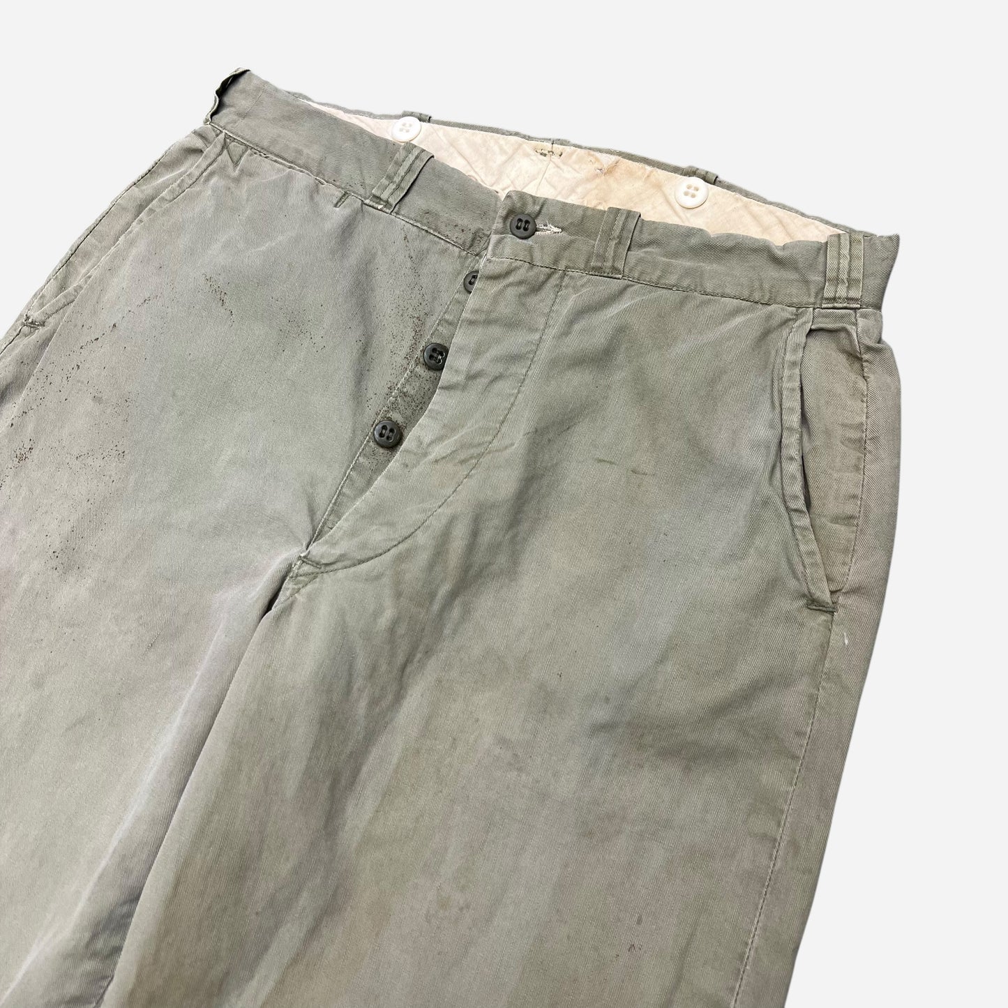 1950s Lee light green cotton button fly work chino pants (31w)