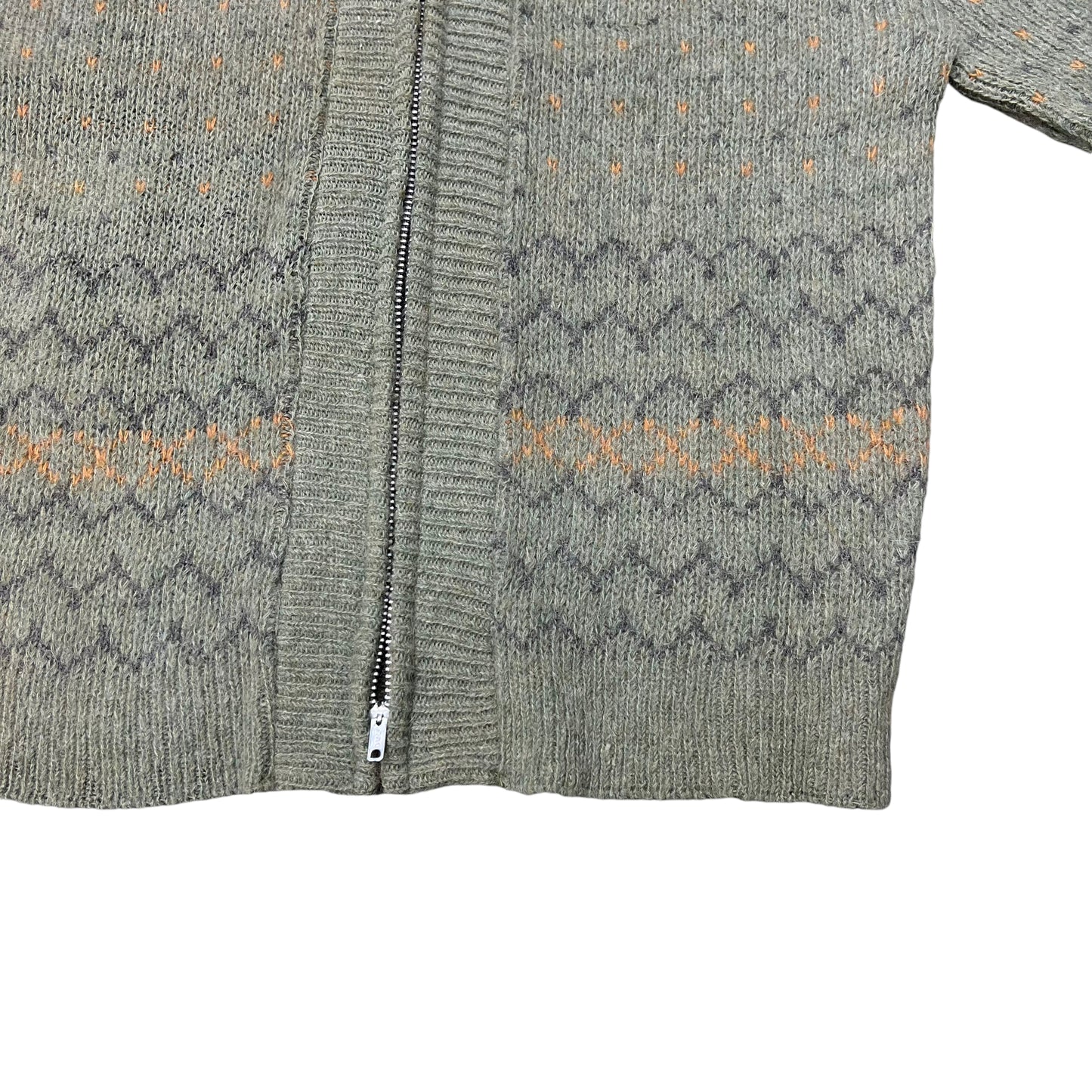 1960s Sears lambs wool & mohair green zip up cardigan (M/L)