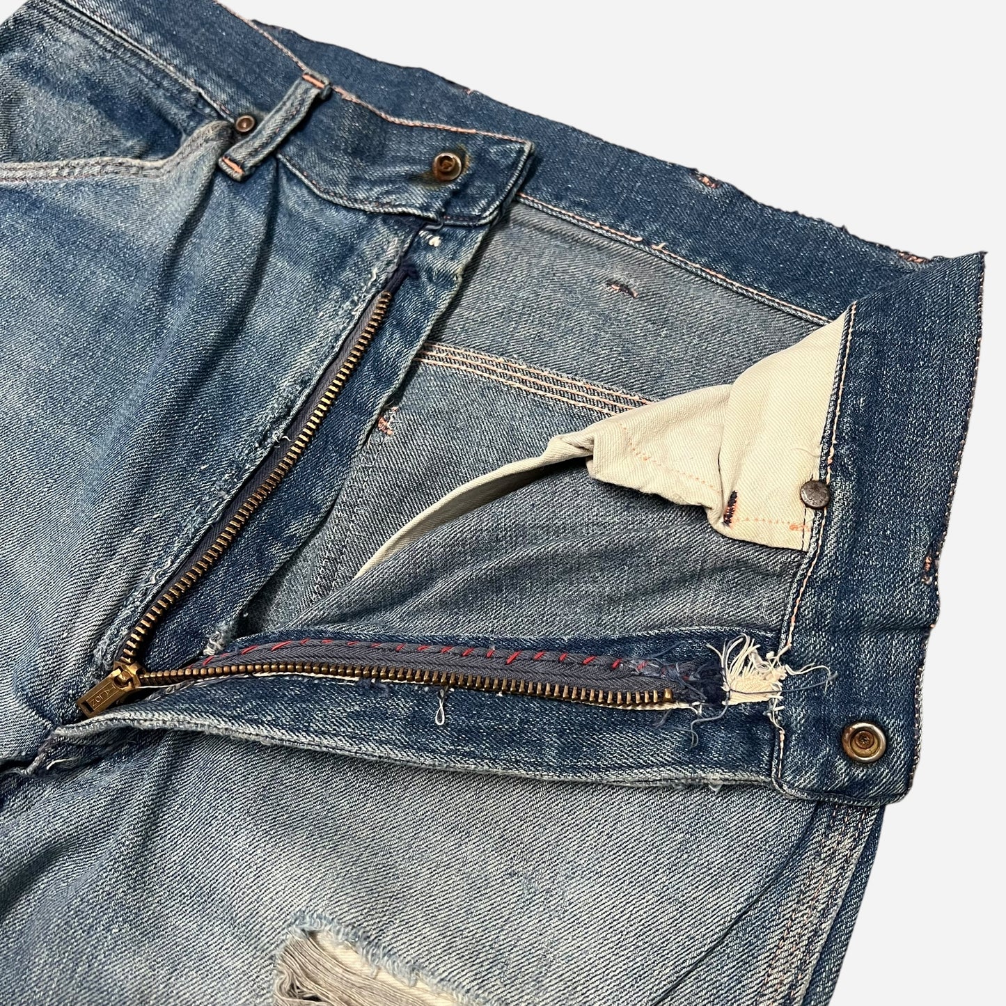 1950s Repaired patchwork jeans (30w)