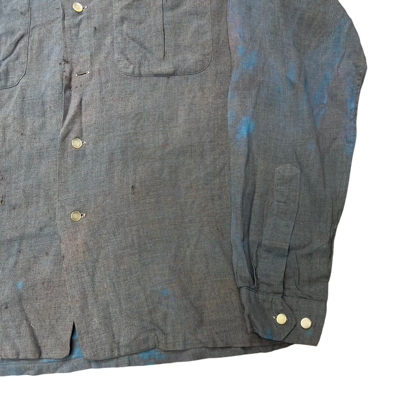 1960s Marlboro blue faded rayon loop collar shirt (M)