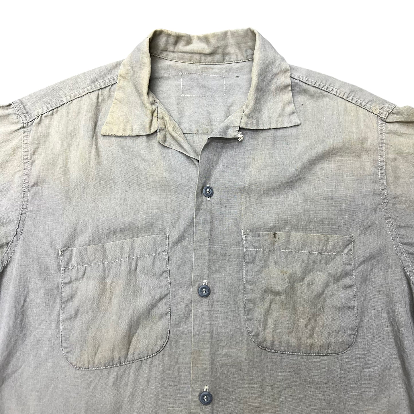 1950s Grey loop collar cotton work shirt (M)