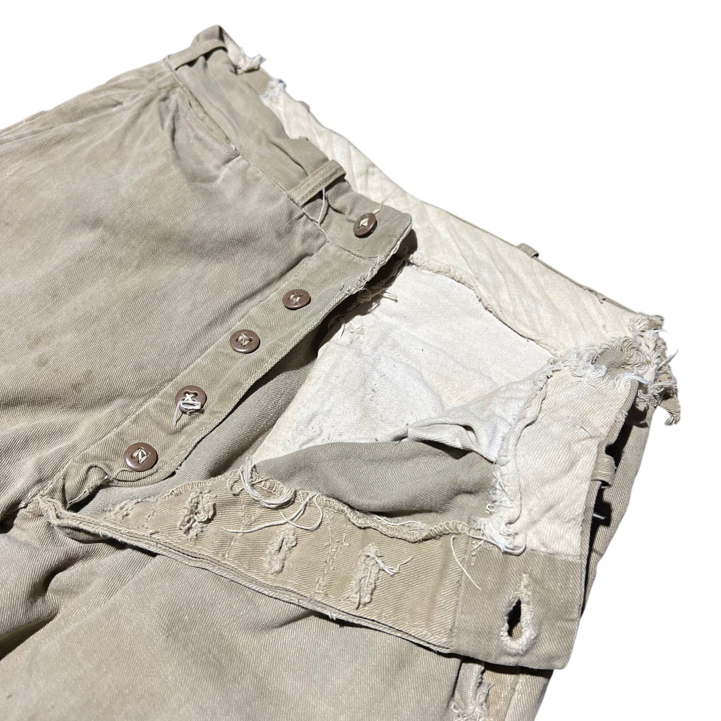 1940s Khaki button fly chino work pants (28w)