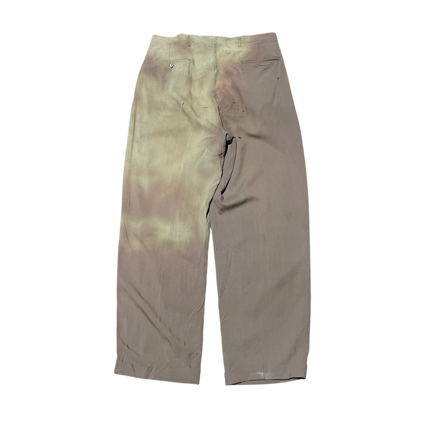 1940s Brown/green drop loop pleated gabardine pants (34w)