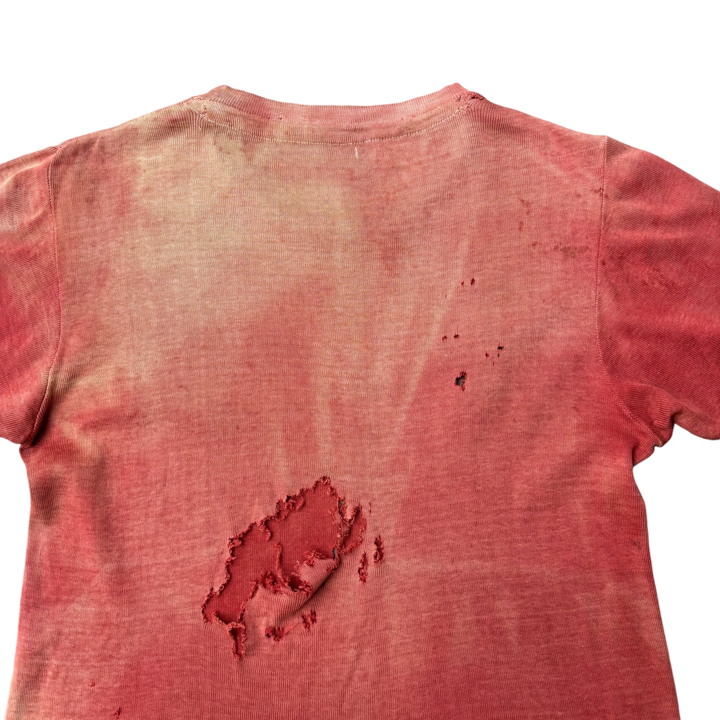 1950s Red sun faded ribbed cotton t shirt (M)