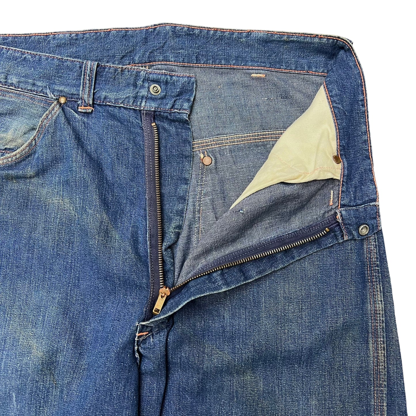 1950s Sanforized button blue denim carpenter jeans (32w)